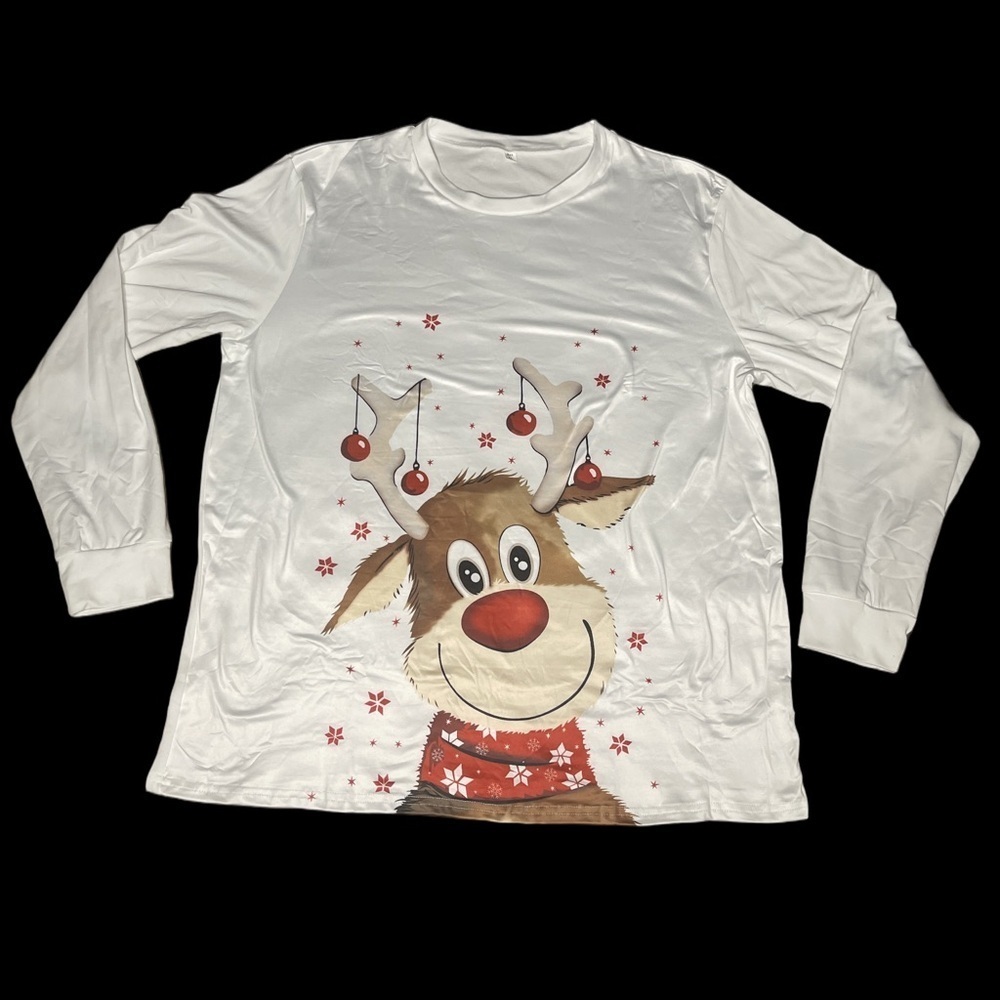 Reindeer Plaid Pajama Tee & Pants Set Men XL
